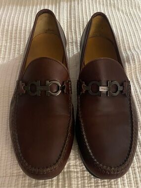 Salvatore Ferragamo Dark Brown Leather Bit Slip-On Loafers